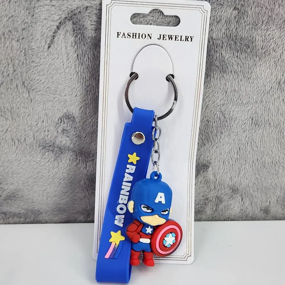 NEW Marvel Captain America Figure Keychain PVC Figure Strap Key Ring Bag Charm